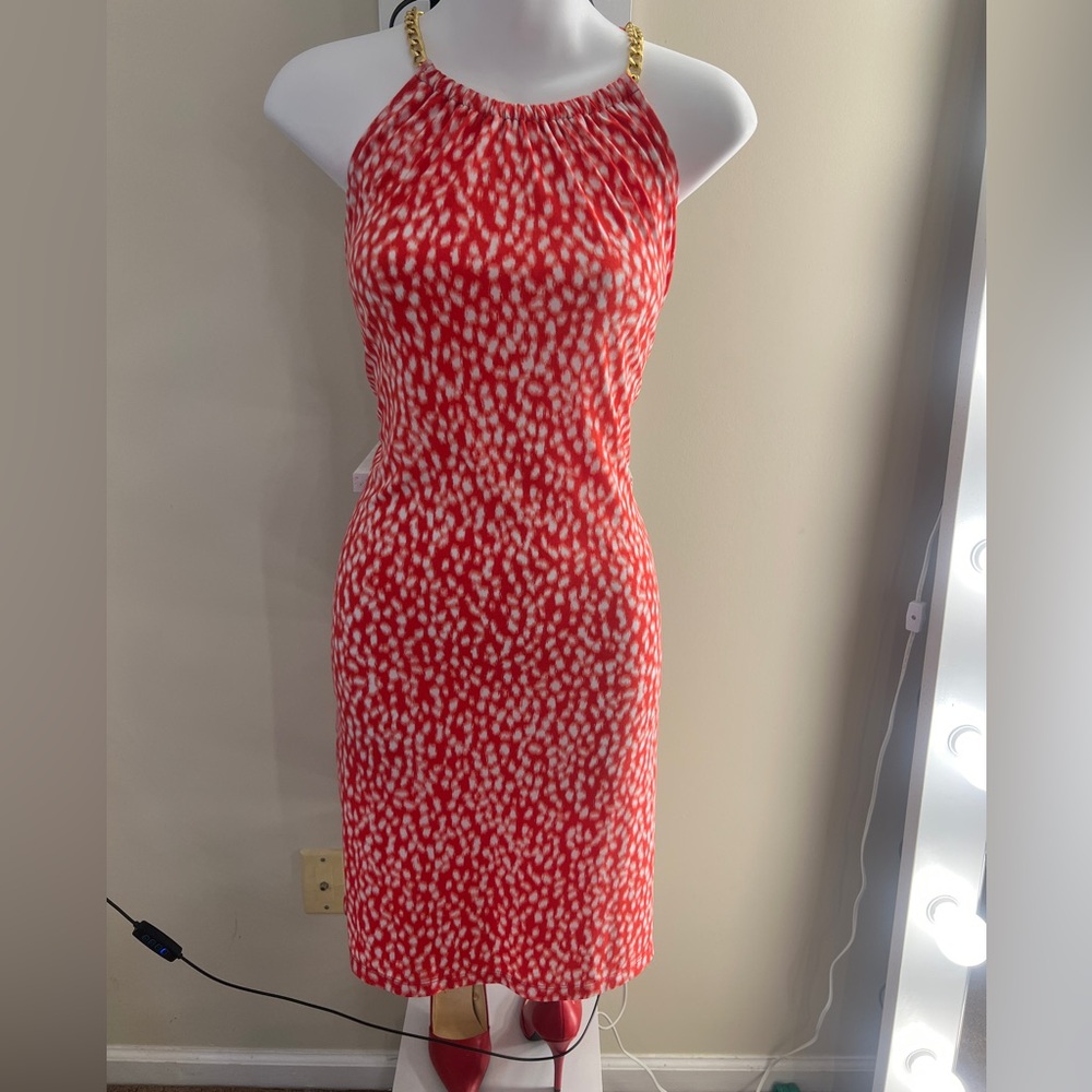 Michael Kors Red and White Sleeveless Dress